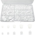 300Pcs 5 Sizes Plastic Hole Plugs 3/16" 1/4" 5/16" 3/8" 1/2", Hole Plugs for Round Holes, Snap in Knockout Locking Screw Hole Covers, Base Plugs, Furniture & Cabinet Hole Cap -White