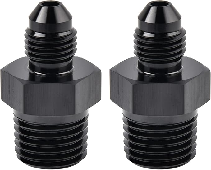 EVIL ENERGY 3AN Male Flare to 1/4" NPT Pipe Fitting Adapter Aluminum Straight Black 2PCS