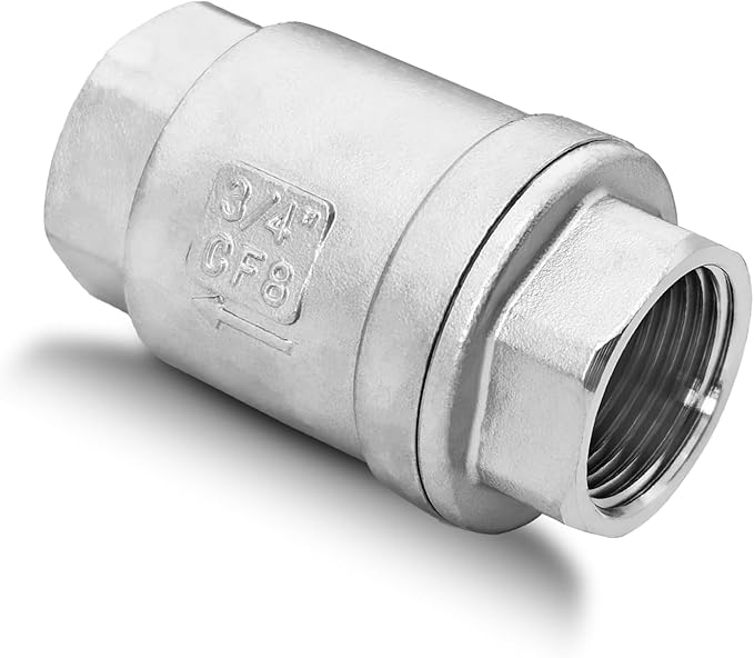3/4" NPT Stainless Steel Spring Check Valve, WOG1000 NPT Thread unleaded In-Line Vertical Check Valve Non Return One Way Counterflow to Prevent the Medium Backflow for Oil Water Gas Air DN20