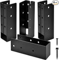 4 Pcs Upgraded Concealed Beam Hangers, 2"x4" Outdoor Concealed Flange, Q235B Steel Frame Bracket, Railing Bracket for Beam, Swing, Handrail, Fence 2"x4" (Black)