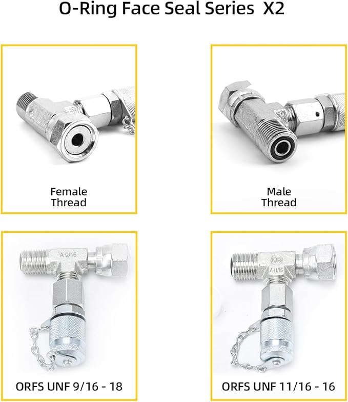 14Pcs Tee Fittings Connector Set - Hydraulic Fitting Tee Kit Include JIC37 and JIS30 Test Fittings, for Excavators and Construction Machinery Hydraulic Systems
