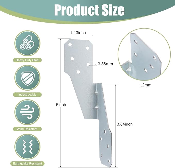 100 Pack Hurricane Straps Brackets, Heavy Duty Hurricane Ties with Black Powder-Coated, Hurricane Straps Trusses/Rafters Ties Brackets Joist Hangers for Wood, Shed, Roof
