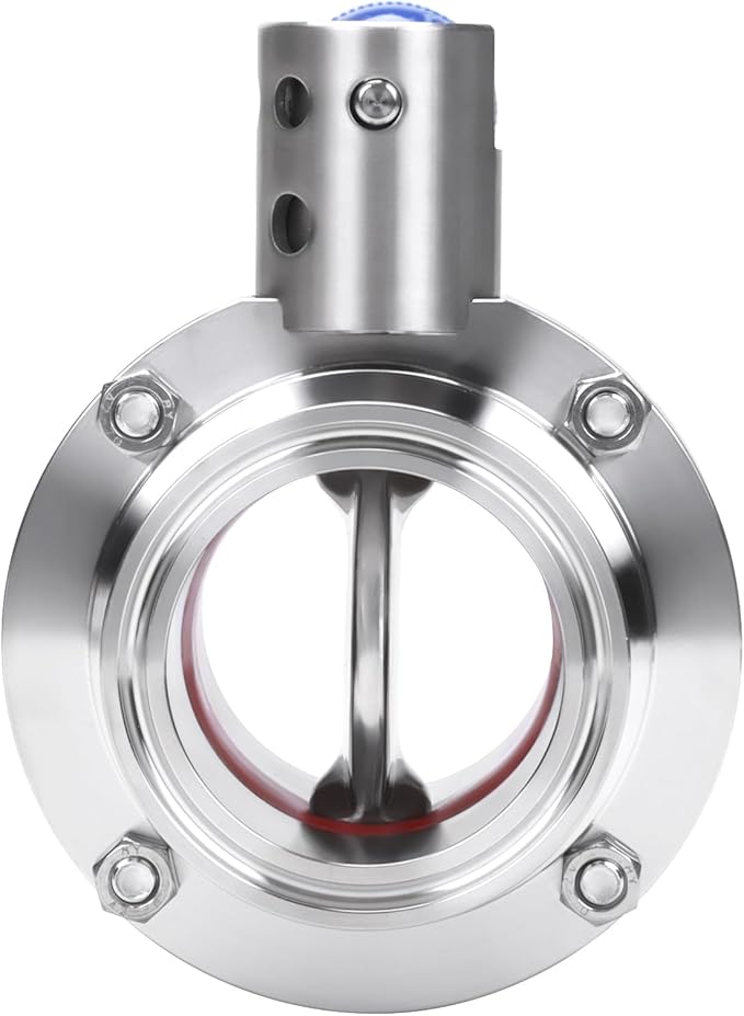 DERNORD 2 Pack 2 Inch Tri Clamp Sanitary Butterfly Valve with Pull Handle Stainless Steel 304 Tri Clamp Clover (2" Tube OD)