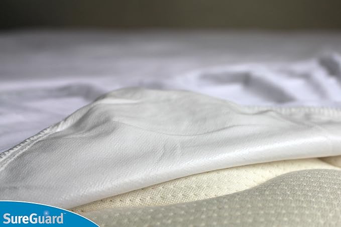 SureGuard Queen Size Mattress Protector - 100% Waterproof, Hypoallergenic - Premium Fitted Cotton Cover - Smooth