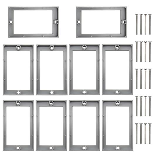 Receptacle Electrical Outlet Box Extender Including Installation Screws,Smart Outlet Extenders for House Decoration, Gray 1/2 Inch Outlet Box Extender for Electrical Outlet Switches,10 Pack