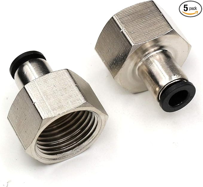 CEKER 1/4" Od x 1/2" NPT Female Thread Push to Connect Fittings, 1/4" Quick Connect Air Lines, 5 Pack