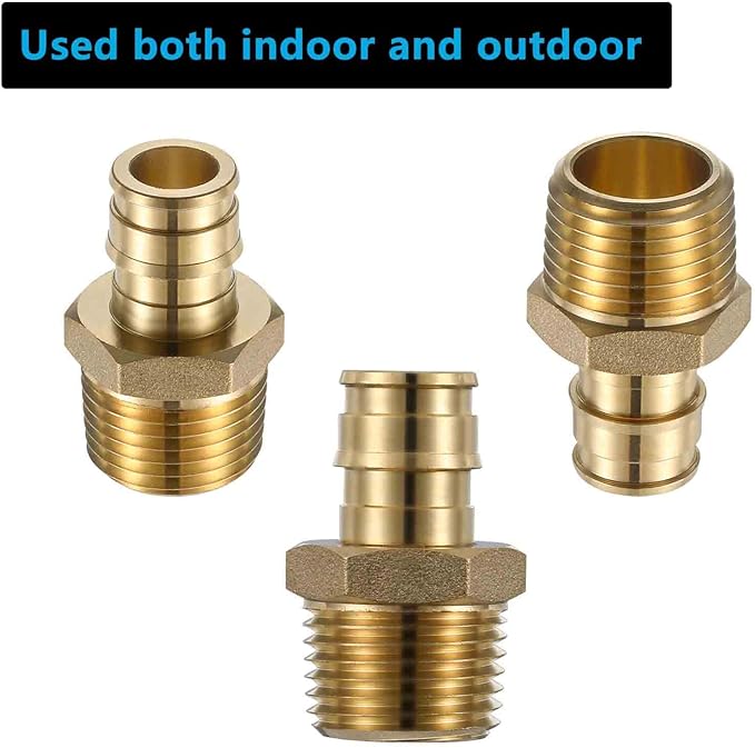 (10 Pack) Lidertik PEX A Fittings 1/2 Inch Expansion Male NPT Adapter, 1/2" PEX F1960 to 1/2" NPT Male Threaded Adapter Brass