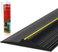 ToLanbbt 12Ft/3.7M Universal Garage Door Rubber Threshold Strip with 300ml Black Adhesive/Sealant, Weatherproof Seal Strip DIY Weather Stripping Replacement (Black+Yellow)