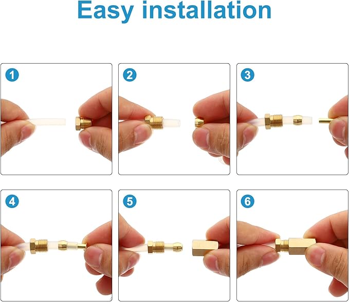 PATIKIL Brass Compression Sleeves Ferrules for 1/4 Inch OD Hose Tube, 20 Pack Brass Ferrule Brass Compression Insert Fitting Assortment Kit for Air Water Gas Pipe