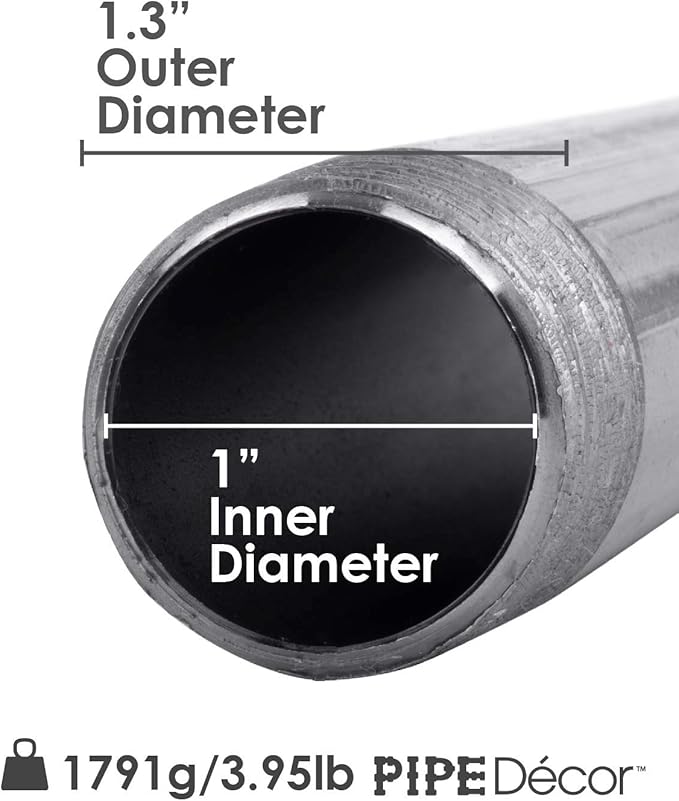 PIPE DECOR 1" x 30" Black Steel Plumbing Pipe, 4-Pack, Pre Cut Connector, Industrial Steel Grey Fits Standard One Inch Threaded Black Malleable Iron Fittings, Build Vintage DIY Furniture