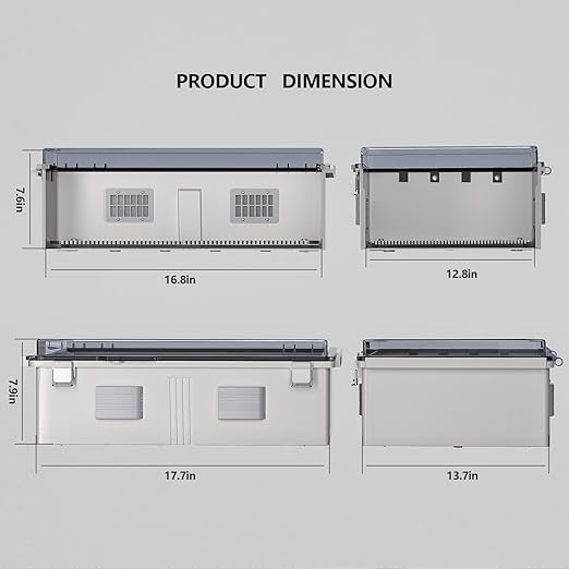 ABS Electrical Junction Box, Ventilated Design, Cable Grommets, IP65 Waterproof Enclosure, Indoor/Outdoor Use with Mounting Panel.. (Clear Cover, 17.7"x13.7"x7.9")
