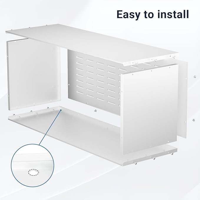 PTAC Wall Sleeve, 42.5”L x 16.6”W x 15" H Wall Sleeve with Exterior Ventilation Grille & Weatherproof Drain Hole, Durable Metal Sleeve for Most Packaged Terminal Air Conditioners and PTHP, White