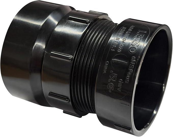 Lesso 1 1/2''ABS Union 1-1/2-Inch X 1-1/2-Inch Hub Union,Black 1.5 Inch