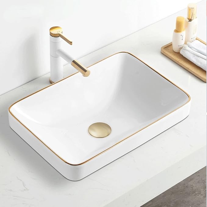 Bathroom Pop Up Drain Without Overflow, Bathroom Sink Push Pop Up Assembly Vessel Drain Without Overflow. (Brushed Gold)