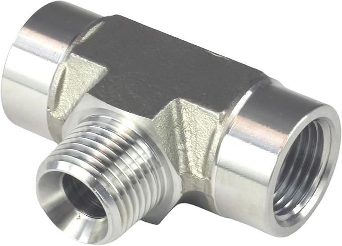 HFS(R) 304 Stainless Steel Forged Pipe Fitting NPT Tee, 1/2" NPT Female x 1/2" NPT Male x 1/2" NPT Female, 3 Ways Branch Tee Connector Pipe Fitting