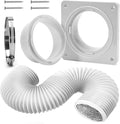 VIWINVELA Dryer Vent Wall Plate Quick Connector Snap to Vent Dryer Dock Connector Kit Fits 4 Inch Hose (Dryer Vent Connector with 4in-5ft White Hose)