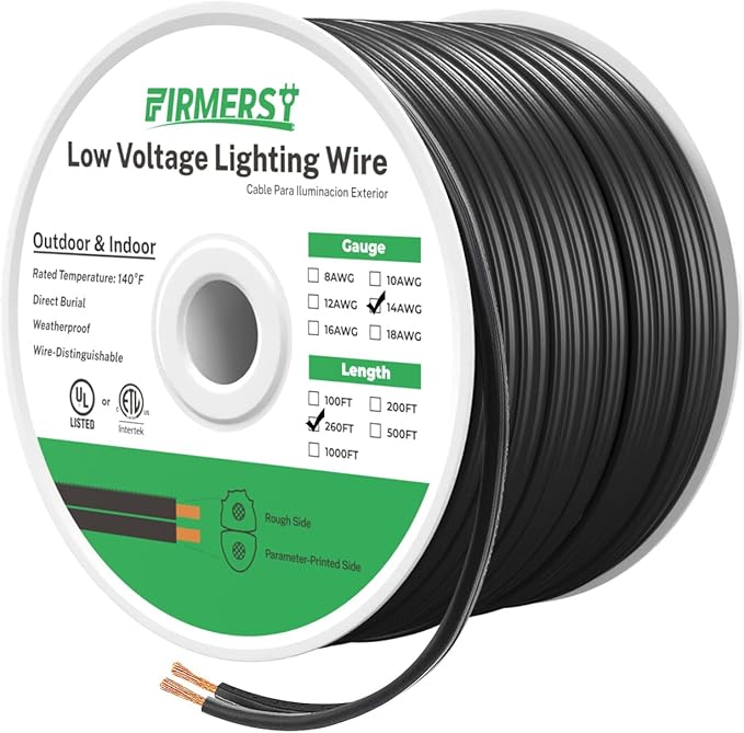 FIRMERST 14/2 Low Voltage Landscape Wire Outdoor Lighting Cable 260 Feet