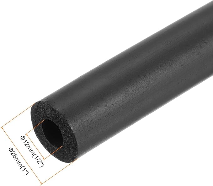 uxcell Foam Tubing for Handle Grip Support, Pipe Insulation Outside Pipe Lagging, 12mm(1/2") ID 26mm(1") OD 1m Black