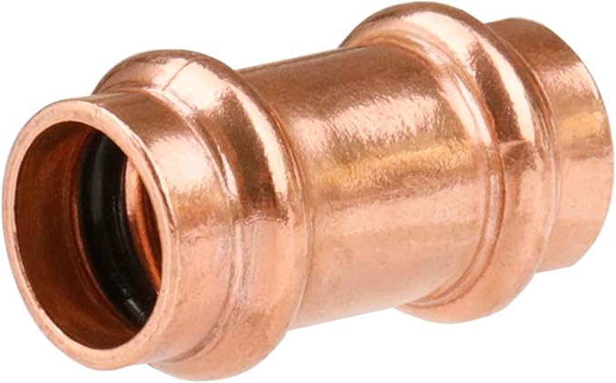 WHK 12 Packs Copper Pro Press 1/2" Press Propress x 1/2" Copper coupling Adater Fittings Connect Cooper Pipe (Lead-Free,No Stop)