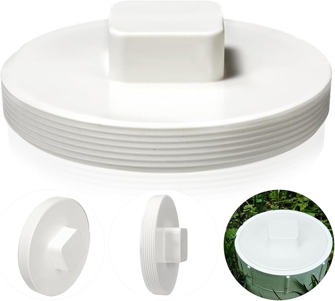 Frienda 6 Inch NPT Male Threaded PVC Cleanout Plug PVC DWV Pipe Fitting Flush Sewer Cleanout Cap Cover Adapter for Plumbing Water Line Drainage Piping System