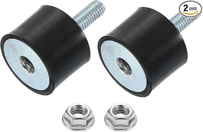 uxcell M5 Rubber Mounts, 2Pcs 20x15mm(DxH) Rubber Cylindrical Anti Vibration Isolator Shock Absorber with Lock Nut for Car Bobbin Generator Air Compressors