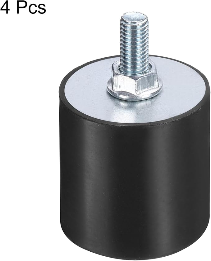 uxcell 6pcs M8x23mm Rubber Isolator Mounts with Studs 40x40mm Male Female Vibration Shock Absorber Zinc Plated Cylindrical Thread Mounts Anti Vibration Isolators with 6pcs M8 Lock Nuts