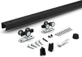 JUBEST 6FT Pocket Door Kit, Commercial Grade Sliding Pocket Door Hardware Kit, Aluminum Box Track 68.75", for Door 24"~36" Wide, 1"~1.75" Thickness, Black, Easy to Install, Modern Style