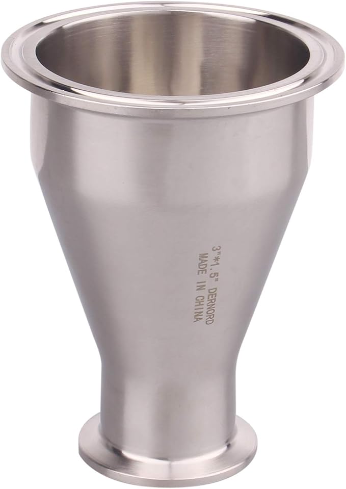 DERNORD Sanitary Fitting Reducer Fitting SUS304 Tri Clamp Ferrule Style 3" Tube OD to 1-1/2" Tube OD