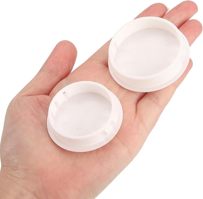 uxcell 1-9/16" Plastic Hole Plugs, 16Pcs Flush Type Panel Round Snap in Fastener Knockout Locking Plugs for Furniture Insert End Caps Panels, White