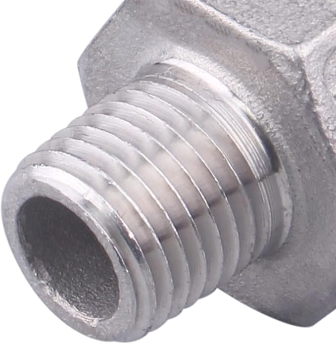 SUS304 Reducer Hex Nipple - 1/2" Male NPT x 1/4" Male NPT Stainless Steel Adapter Threaded Pipe Fitting (Pack of 2)