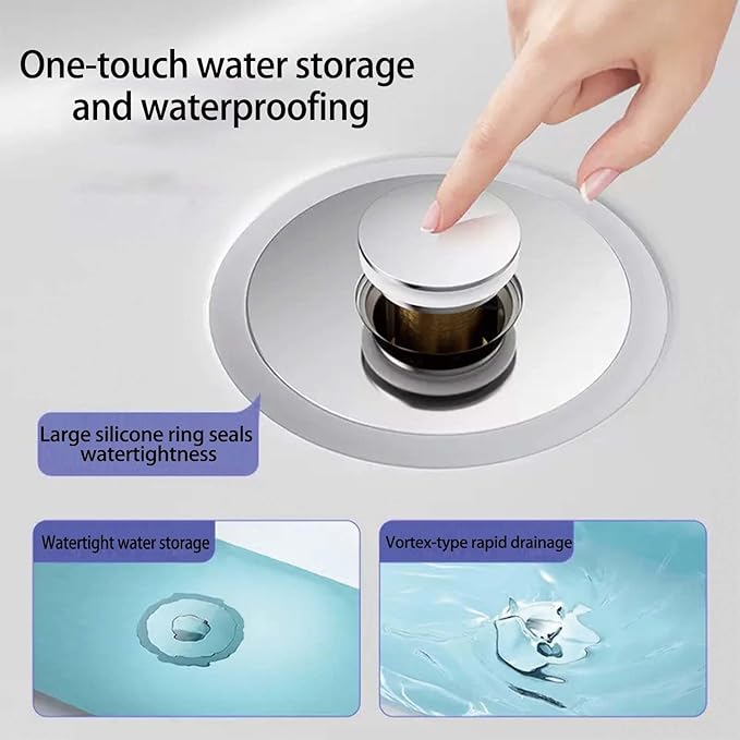 Bathroom Sink Stopper,pop up Sink Drain Stopper,Drain Hair Catcher,3-Layer Odor-Proof 27mm Sink Drain Strainer, 304SS/Brass Core, Universal Fit, Blocks Bugs & Smells.