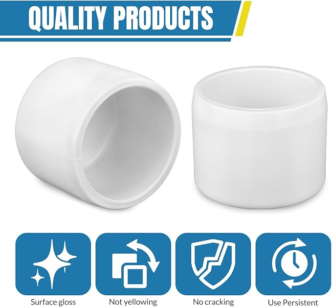 1/2" PVC Pipe End Cap Plug Adapter Pipe Fitting (Socket), Furniture Grade, DIY Shelf Garden Support Structure Storage Frame,White (pack of 20)
