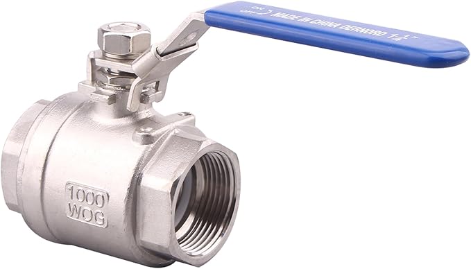 DERNORD 2 Pack Stainless Steel 304 Ball Valve, Full Port Heavy Duty for WOG with Locking Device (1-1/4" NPT)