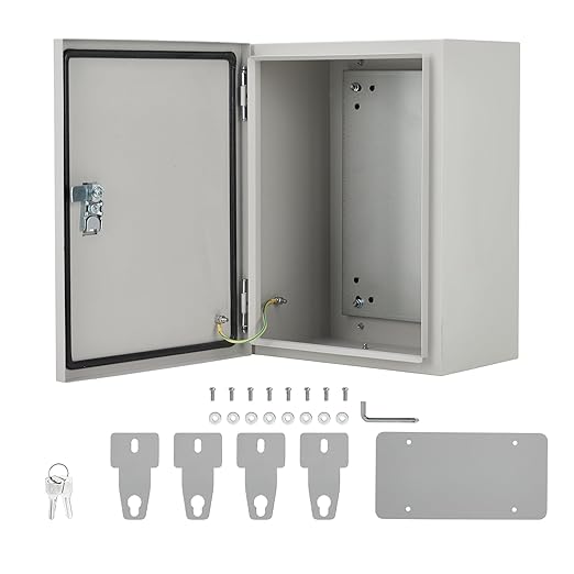 Outdoor Electrical Box, 14"x10"x6" NEMA 4X Steel Enclosure, IP67 Waterproof & Dustproof, Lockable Electrical Junction Box with Mounting Plate and 2 Keys, Indoor and Outdoor Use