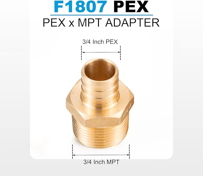 WMAXPFIT(5 Pack) 3/4 Inch PEX x 3/4 Inch Male NPT Thread Adapter F1807, LF Brass crimp fitting for PEX-b pipe