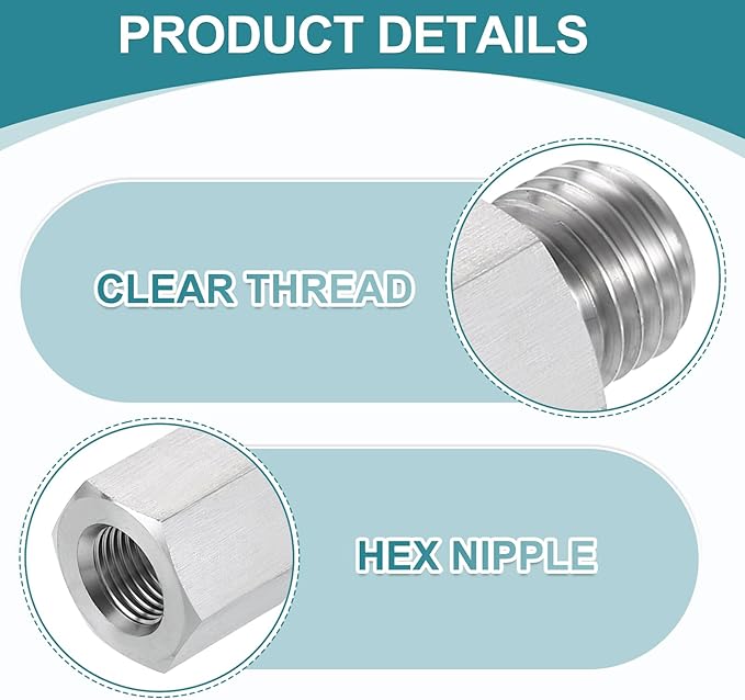 uxcell Pipe Fitting Reducing Adapter, M12 Male x 1/8" NPT Female 304 Stainless Steel Reducer Connector for Water Oil Air Pressure Gauge, Silver