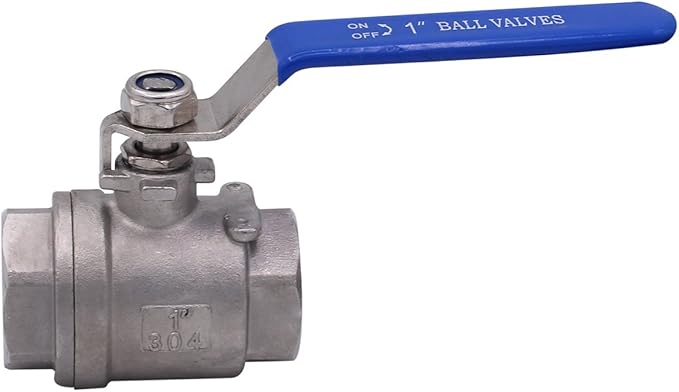 DERNORD Ball Valve Stainless Steel 304 1" NPT Heavy Duty for Water, Oil, and Gas with Blue Locking Handles (Pack of 2)