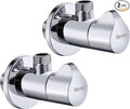 Angle Valve 2 Pack Shut Off Angle Stop Valve 1/2'' x 3/8'' 1/4 Turn Water Control for Faucet & Toilet American Thread Polished Chrome (silver)