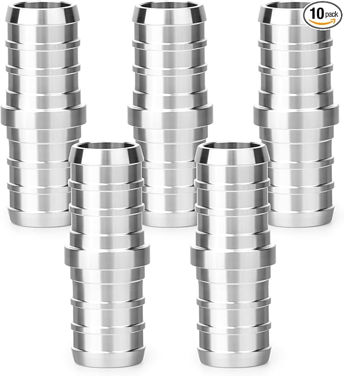 TAISHER 10PCS 304 Stainless Steel Pex Fittings, 3/4" Pex Coupling With 20PCS Hose Clamp For Pex Tubing Pipe