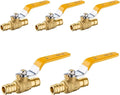 5-Pack Foskan 3/4" Brass PEX-A Ball Valve with Yellow Handle, Quarter Turn Full Port Valve for PEX-A Pipe Connection