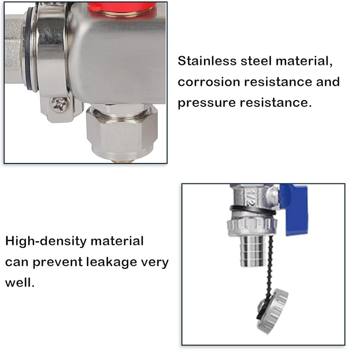 GCCSJ 5 Loops PEX Manifold Radiant Floor Heating Set Stainless Steel Heated Hydronic Heating