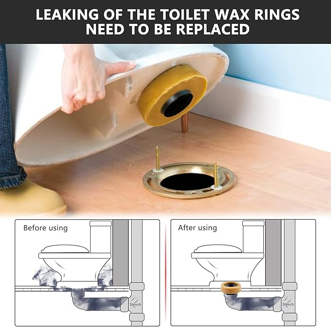 Extra Thick Wax Ring Toilet,with Flange and Bolts for Reinstallation of The Toilet, Fits 3-inch or 4-inch Waste Lines(2 PCS)