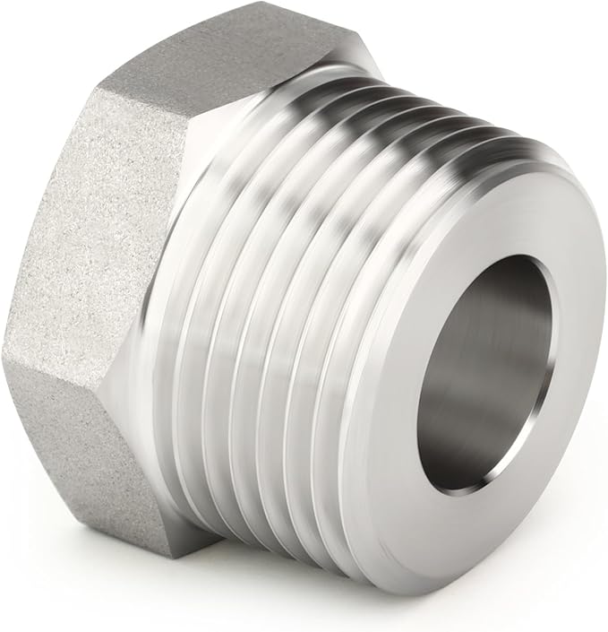 TAISHER 2PCS 304 Stainless Steel Garden Hose Adapter, Hex Bushing 3/4" GHT Female x 1" NPT Male Garden Hose Connector