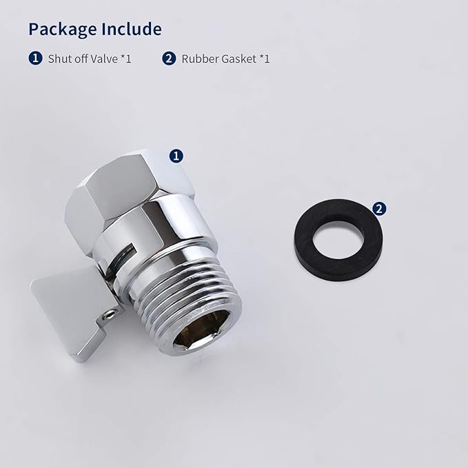 Tenfe Water Flow Control Valve for Shower Head, Brass Adjustable Water Pressure Regulator for Hand Held Shower Shut Off Valve, Polished Chrome On/off Switch G1/2 Standard Connection
