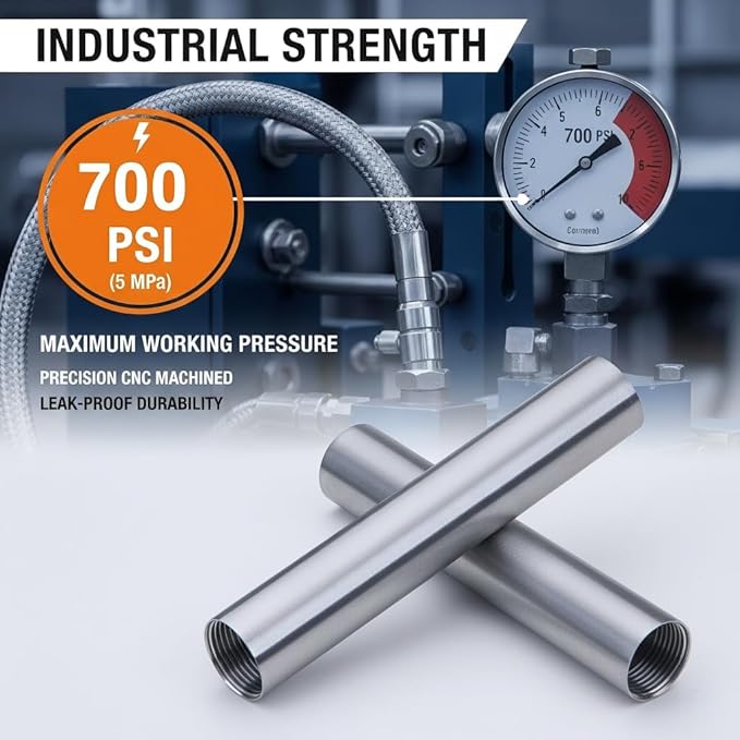 CONSTELLAR 304 Stainless Steel Pipe Fitting - 1/2" NPT Male x 1/2" NPT Male Threaded Thickened Pipe Wall, 150mm (6 inch) Length Heavy Nipple Seamless Pipe (1 Pcs)