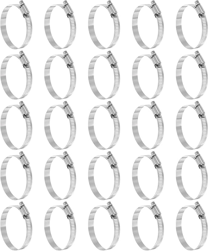 HARFINGTON 25 Pcs Hose Clamp 2-1/16"-3" (52-76mm) 304 Stainless Steel Adjustable Worm Gear Hose Clamp with Phillips Screw Assortment Kit for Fuel Line Pipe Plumbing Automotive Tube
