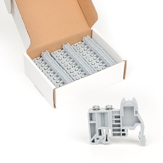 30Pcs E/UK DIN Rail Terminal Blocks End Stopper Bracket, End Terminal Fixing Block Fastener for 35mm Wide Guide Rail, Gray