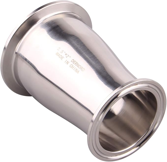 DERNORD Sanitary Fitting Reducer Fitting SUS304 Tri Clamp Ferrule Style 2.5" Tube OD to 2" Tube OD