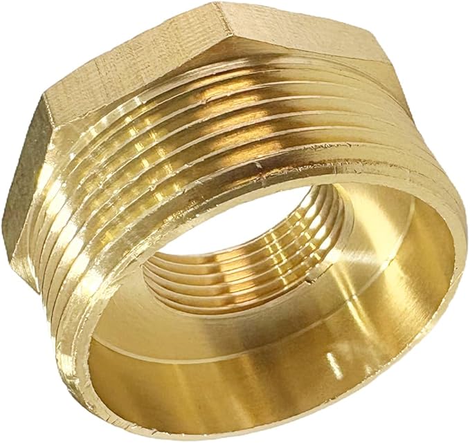 1-1/2" NPT Male x 3/4" NPT Female Brass Reducer Hex Bushing Threaded Pipe Fitting Reducing Adapter Pack of 1