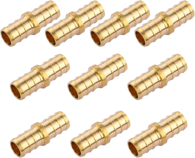 1/2 inch Straight Coupling PEX 1/2" (pack of 10) Lead-Free Brass Barb Crimp Pipe Fitting/Fittings